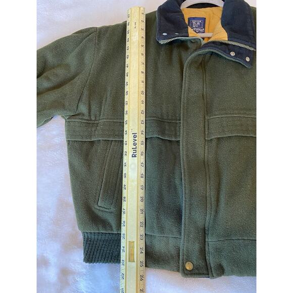 Vtg Polo Club Manhattan Sz XL Hvy Qltd Lining Green Navy Trim Full Zip Pkts Wool - Picture 10 of 11